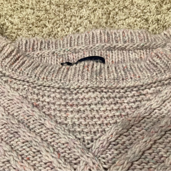 Women American eagle tunic overhead crewneck cable knit sweater pink purple m - Picture 10 of 10